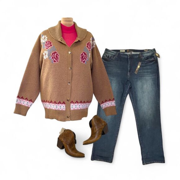 SAVANNA JANE Desert Bloom Button Front BOHO Cardigan, NEW WITH TAGS! Size 2X - Picture 6 of 10